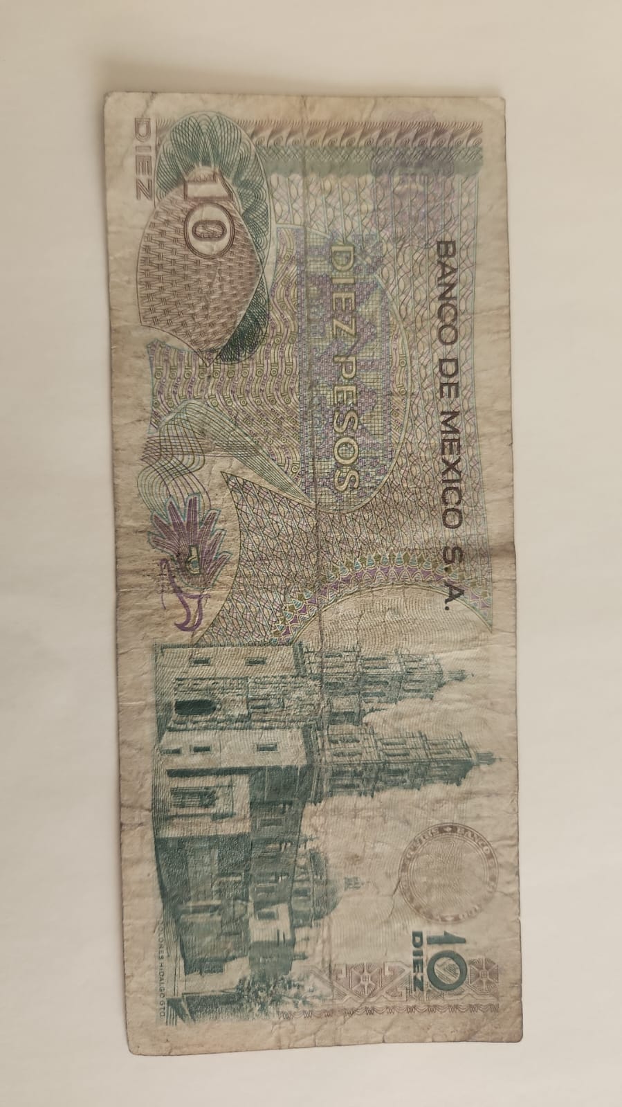 BILLETE 10 PESOS MEXICANOS 70s