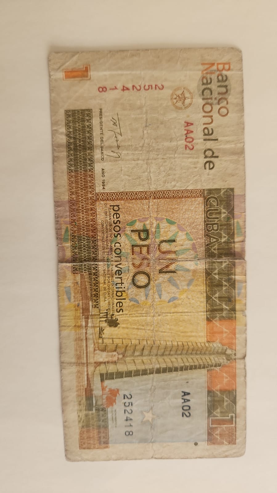BILLETE 1.00 PESO CUBANO 90s
