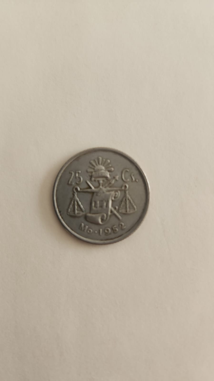 MONEDA DE 25 CENTAVOS MEXICANOS 50s