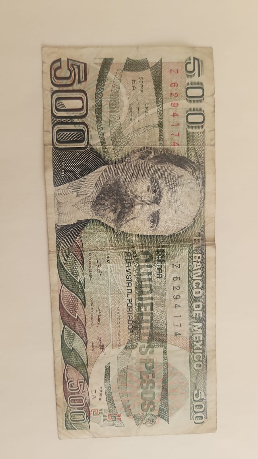 BILLETE 500 PESOS MEXICANOS 70s