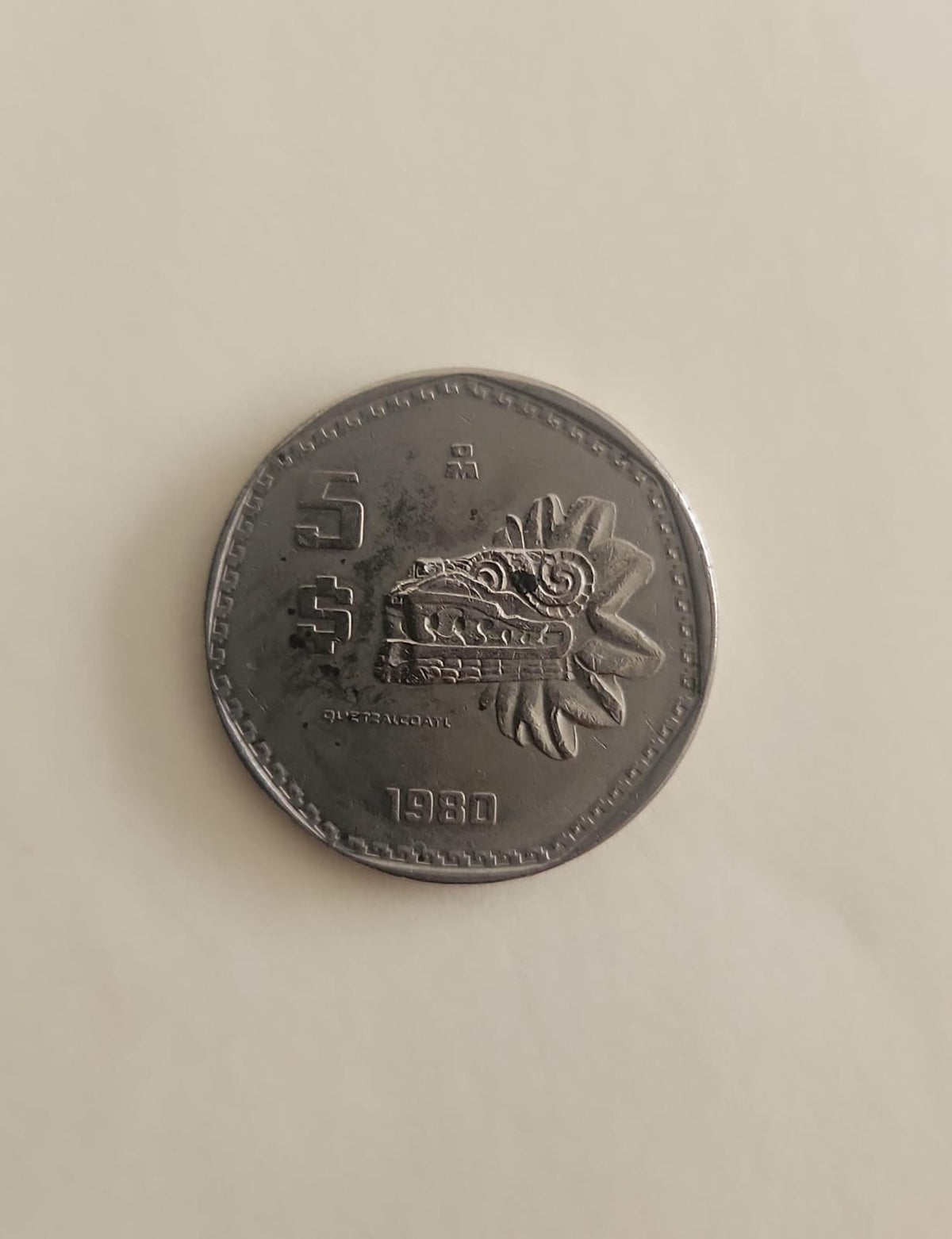 MONEDA 5 PESOS MEXICANOS 80s